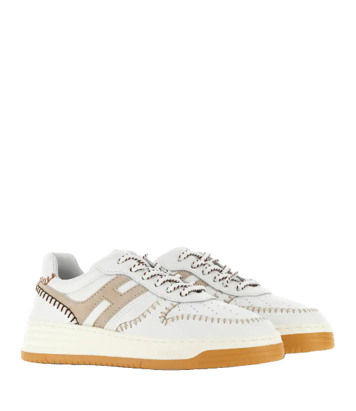 H630 Allacciato Infilature Beige Brown Stiches White Leather Sneaker