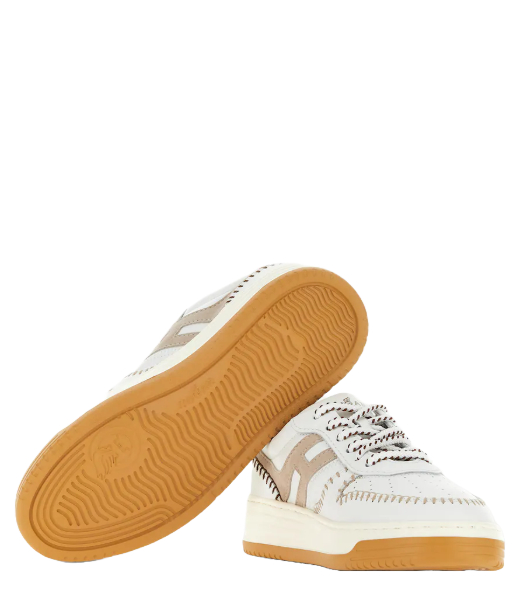 H630 Allacciato Infilature Beige Brown Stiches White Leather Sneaker