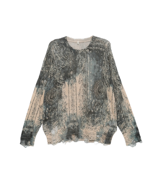 Blue Faded Bandana Printed Boyfriend Sweater