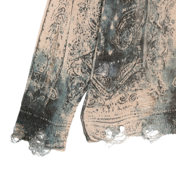 Blue Faded Bandana Printed Boyfriend Sweater