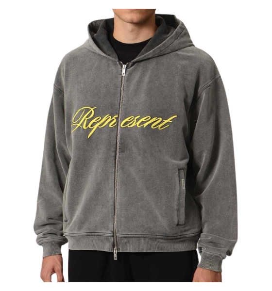 Vintage Grey Script Logo Hoodie