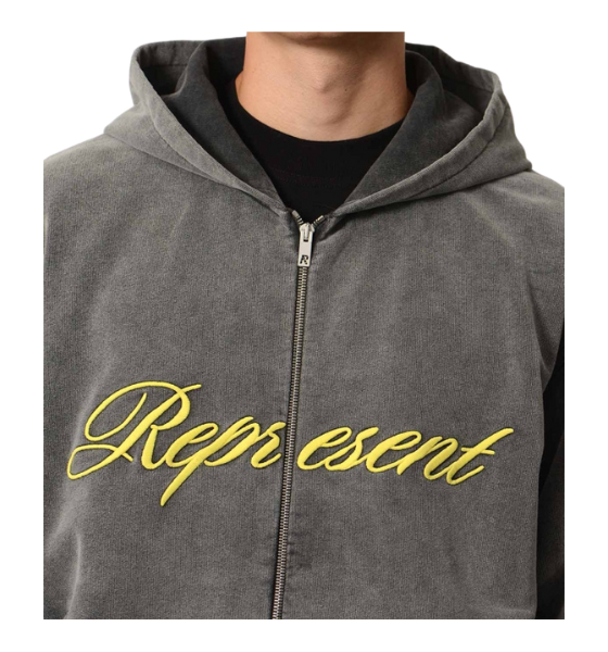Vintage Grey Script Logo Hoodie