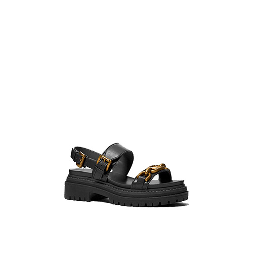 Kailey Black Lug Flat Sandal