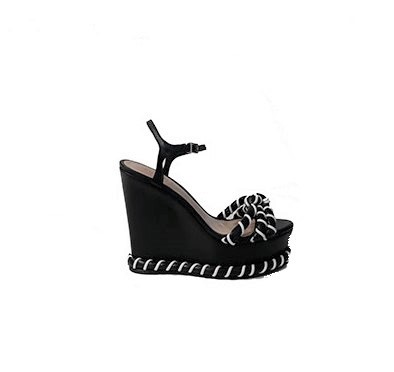 Black And White Leather Wedges