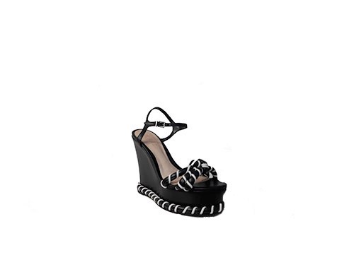 Black And White Leather Wedges