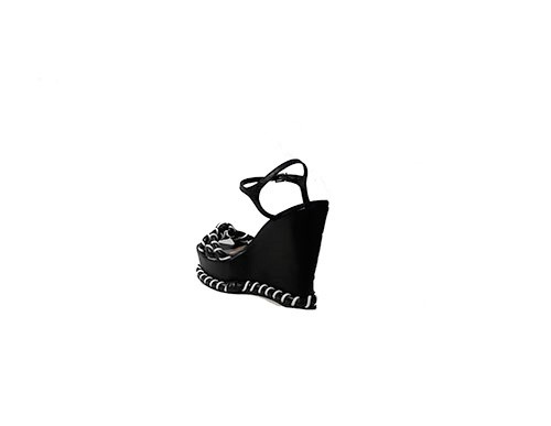 Black And White Leather Wedges