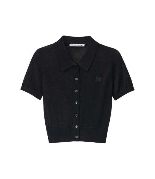 SS Polo Black Cardigan With Embroidered Logo