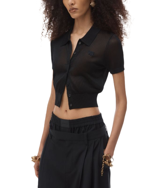 SS Polo Black Cardigan With Embroidered Logo