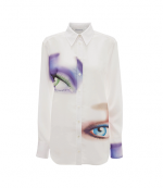 Eye Print Classic Fit White Shirt