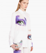 Eye Print Classic Fit White Shirt