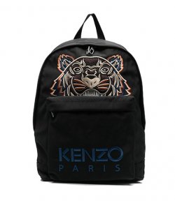 Tiger Logo  Canvas Backpack Black