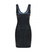 Glossy Embossed Black Jersey Dress
