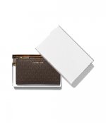 Brown MK Logo Double Zip Wallet