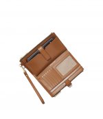Brown MK Logo Double Zip Wallet
