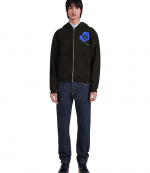 Knitted Cotton Black Zip Up Pullover