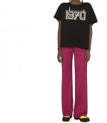 1970 Logo Black Oversized Knitted Cotton T-Shirt
