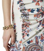 Beige Floral Paisley Long Drapped Dress
