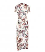 Beige Floral Paisley Long Drapped Dress