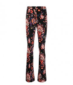 Black Floral Paisley Fitted Pants