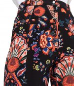 Black Floral Paisley Fitted Pants