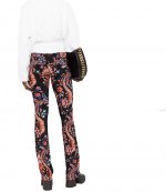 Black Floral Paisley Fitted Pants