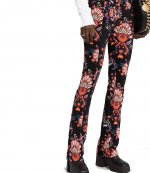Black Floral Paisley Fitted Pants