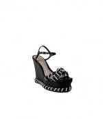 Black And White Leather Wedges