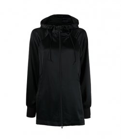 Black Silk Long Sleeve Hoodie