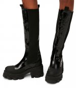 Cleated Heeled High Chelsea Boots