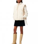 Shiny Buttercream Puff Oversized Vest