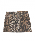 Print Denim Double Fly Mini Skirt