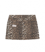 Print Denim Double Fly Mini Skirt