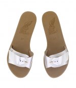 ANCIENT GREEK SANDALS SILVER LEATHER SLIDES