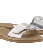 ANCIENT GREEK SANDALS SILVER LEATHER SLIDES