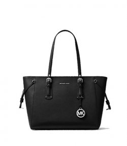 Medium Silver Logo Black Shoulder Bag
