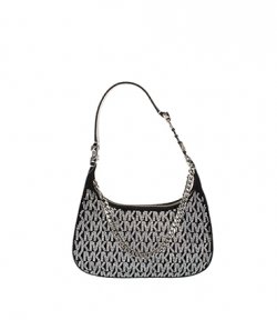 MK Silver Logo Black Small Pouchette