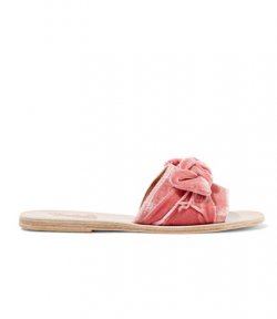 ANCIENT GREEK SANDALS VELVET DUSTY PINK SLIDES