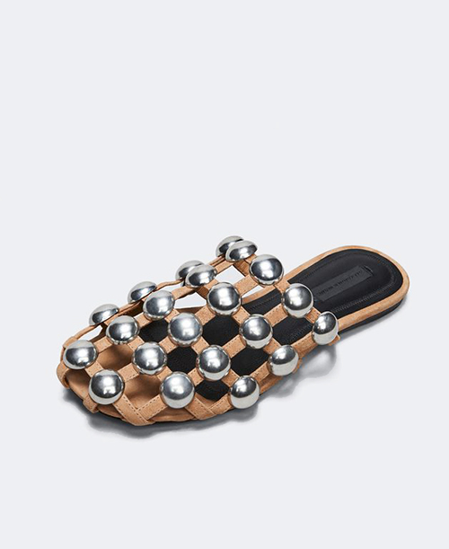 ALEXANDER WANG AMELIA NUDE SATIN/PV SANDAL FLAT