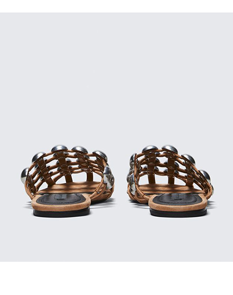 ALEXANDER WANG AMELIA NUDE SATIN/PV SANDAL FLAT