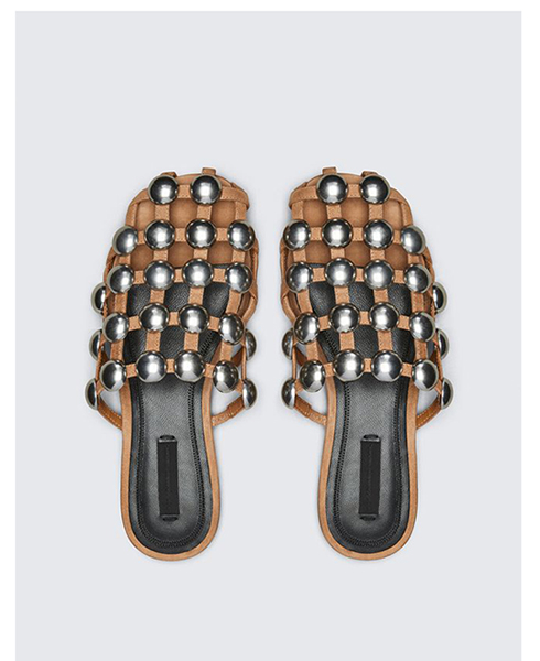 ALEXANDER WANG AMELIA NUDE SATIN/PV SANDAL FLAT