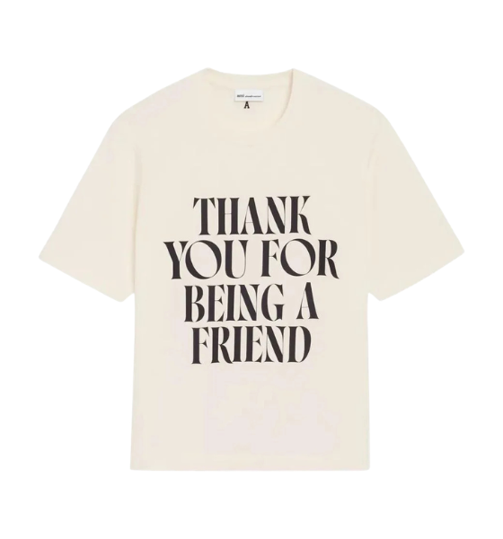 White Cream Front Signature Print Boxy T-Shirt