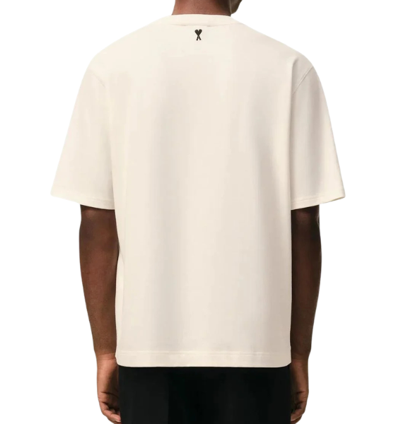 White Cream Front Signature Print Boxy T-Shirt
