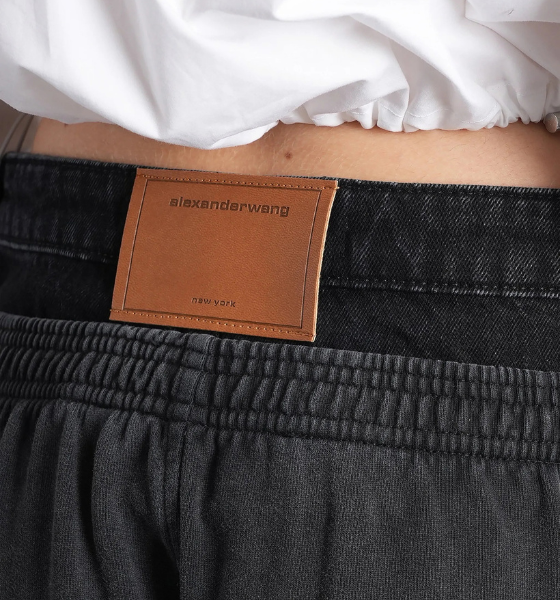Washed Black/Grey Aged Pre-Styled Slashed Sweatpants W/ Denim Waistband