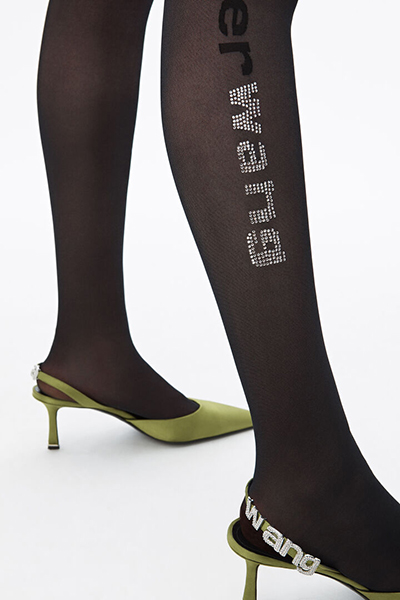 ALEXANDER WANG CRYSTAL LOGO TIGHTS