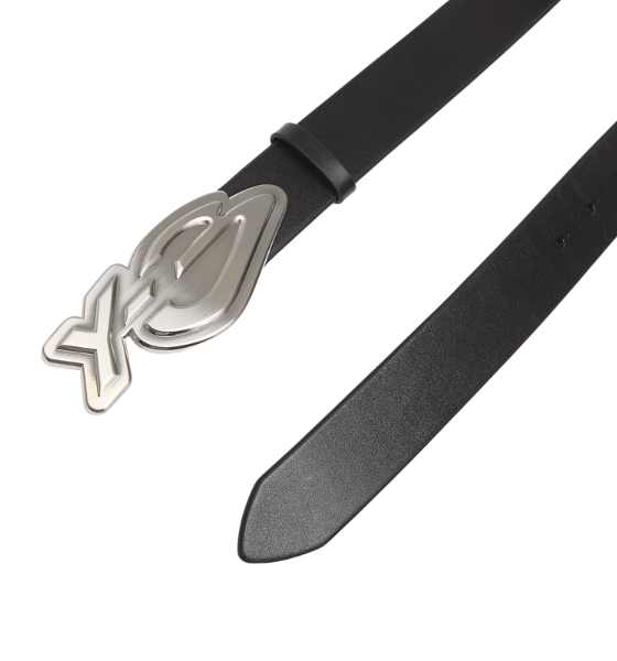 Black Leather Y-3 Logo Belt