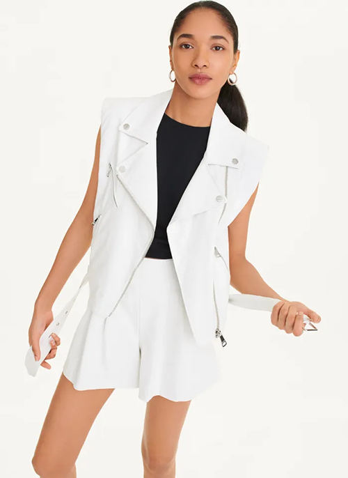White Leather Jacket Vest