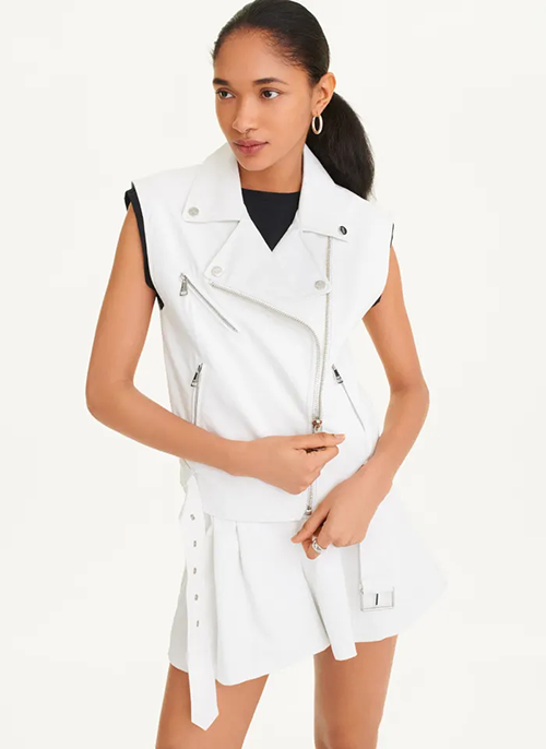 White Leather Jacket Vest