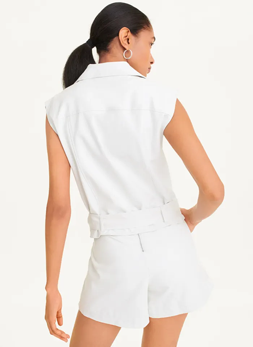 White Leather Jacket Vest