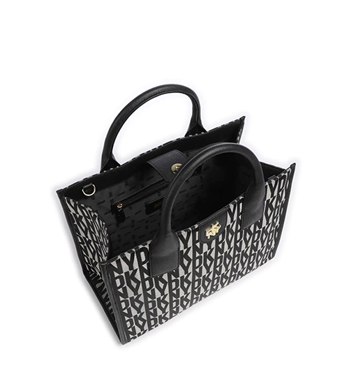Carol Grey/Black Logo Dkny Tote Bag