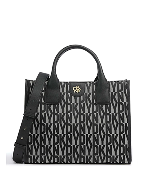 Carol Grey/Black Logo Dkny Tote Bag